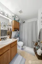 One of two full bathrooms.