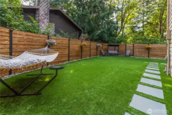 Beautiful turf throughout the gorgeous backyard