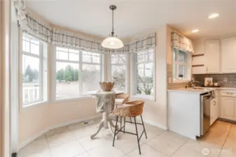 Dining nook with serene view.