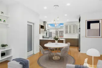 Dining area virtually staged.