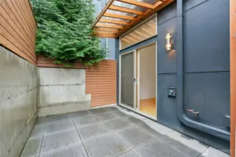 Fenced yard off the  first floor bedroom.