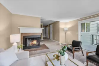 Double-sided wood fireplace