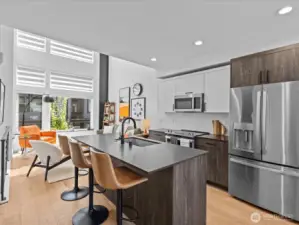 kitchen and living room  area