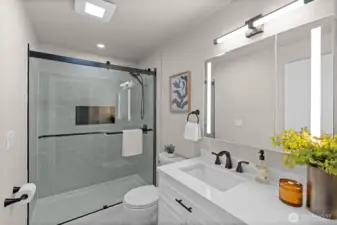 Primary bathroom. Custom tile