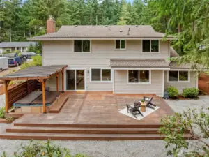 Large deck with hot tub