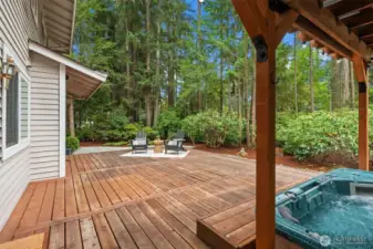 Large deck with hot tub