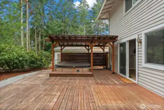 Large deck with hot tub