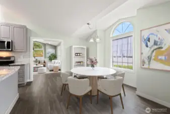 Virtually staged dining area