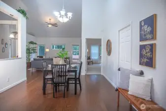 Large dining area with space for a larger table