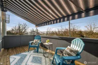 Retractable awning even closes itself when it senses snow or wind.