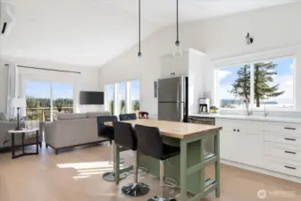 Guest Cottage looking from kitchen back toward the living area.
