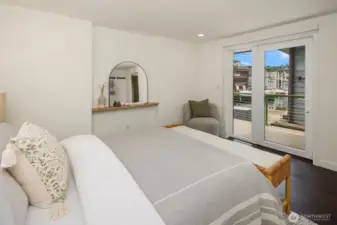 Primary bedroom with water view!