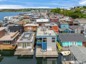 Looking back toward the floating home