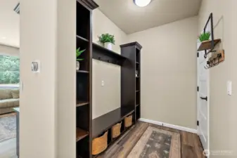 mudroom area off the garage