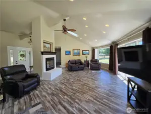 Vaulted ceilings, skylights, recessed lights and lots of room.