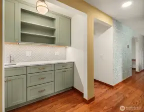 Beverage bar is adjacent to the kitchen