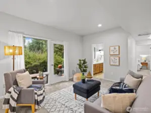 Downstairs is perfectly set up for rental income or multigenerational living. With its own entrance, it allows for no stair entry.