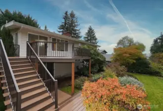 Deck stairs showing lower landing detail