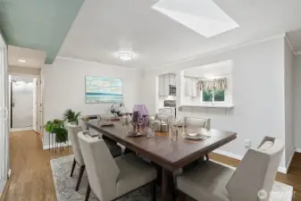 Virtually staged dining room.