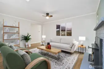 Virtually staged living room.  It really is quite cozy.