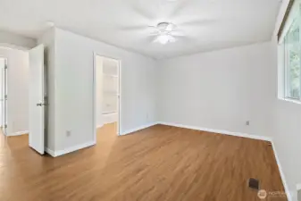This is the primary bedroom with a continental bath.