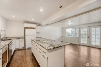 ADU kitchen open to sliding door