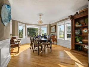 The formal dining room is sized for a large dining room table so invite 2 or 10; they will fit.