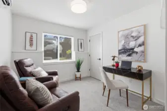 The main level is unique with two spacious bedrooms. Each is flexible to be bedroom, den or office space.