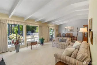 high vaulted ceilings and picture windows!