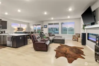 Living area with electric fireplace