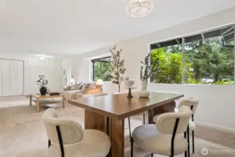 The spacious and open layout keeps everyone connected, whether it’s a quiet meal or a festive holiday dinner.