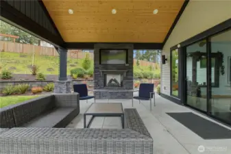 Outdoor fireplace at clubhouse.