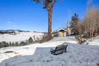 Soon, the snow will be gone and green grass will grow. This is the perfect view point, watch for deer and elk as they meander across the valley and hills.