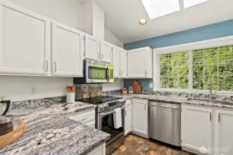 Light and bright with a window that loos over the rear yard plus skylights to allow the natural light in.