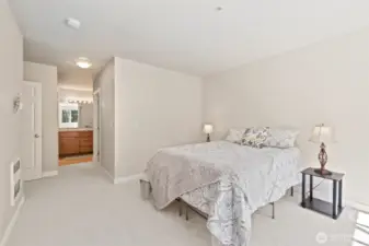 Primary has a 3/4 bath, walk in closet and linen closet.