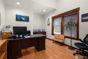 Home office to your right upon entry through mahogany French doors. Corner nook can be easily converted to closet, making this a bedroom.