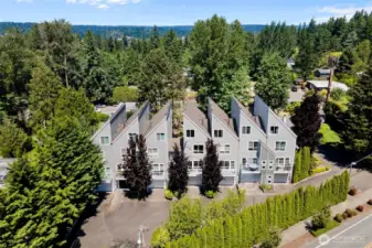 Unit D is a center-end unit, which has additional windows and great natural light. Surrounded by nature, but close to everything!