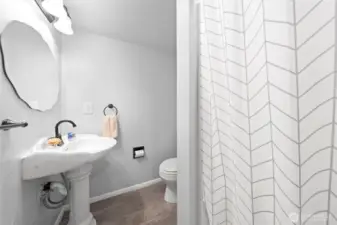 The lower 3/4 bathroom