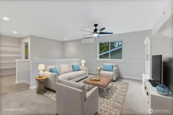 Upstairs staged family area