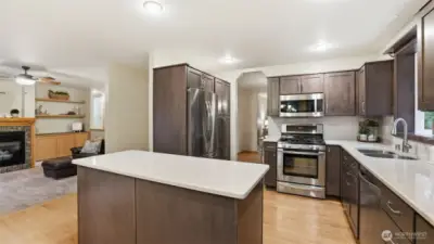 Center island kitchen with dining nook, remodeled in 2021