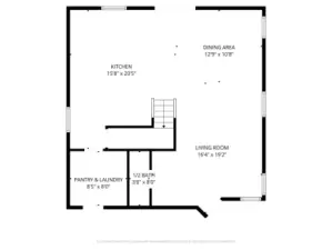 Floor plan for level 1 with approximate room dimensions