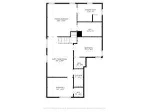 Floor plan for level 2 with approximate room dimensions