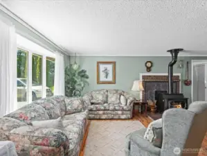 Living Room with Wood Stove for Cozy Winter Evenings