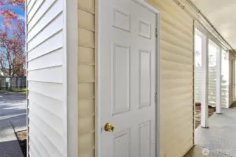Storage closet outside door