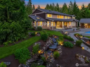 Landscape lights bring a beauty to the end of day dusk~