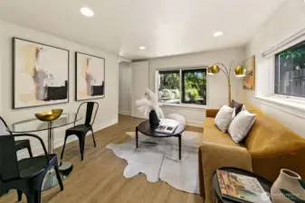 Lower level family room/living area has also been a sleeping space!