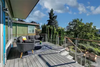This amazing deck is off the dining room, and overlooks the mature garden.