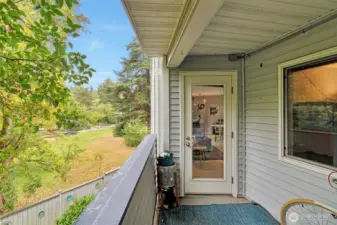 Private deck off dining and living room.