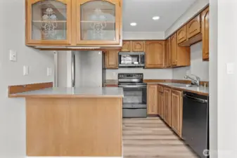 Etched glass display cabinet adding a touch of character.