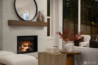 Cozy gas fireplace.